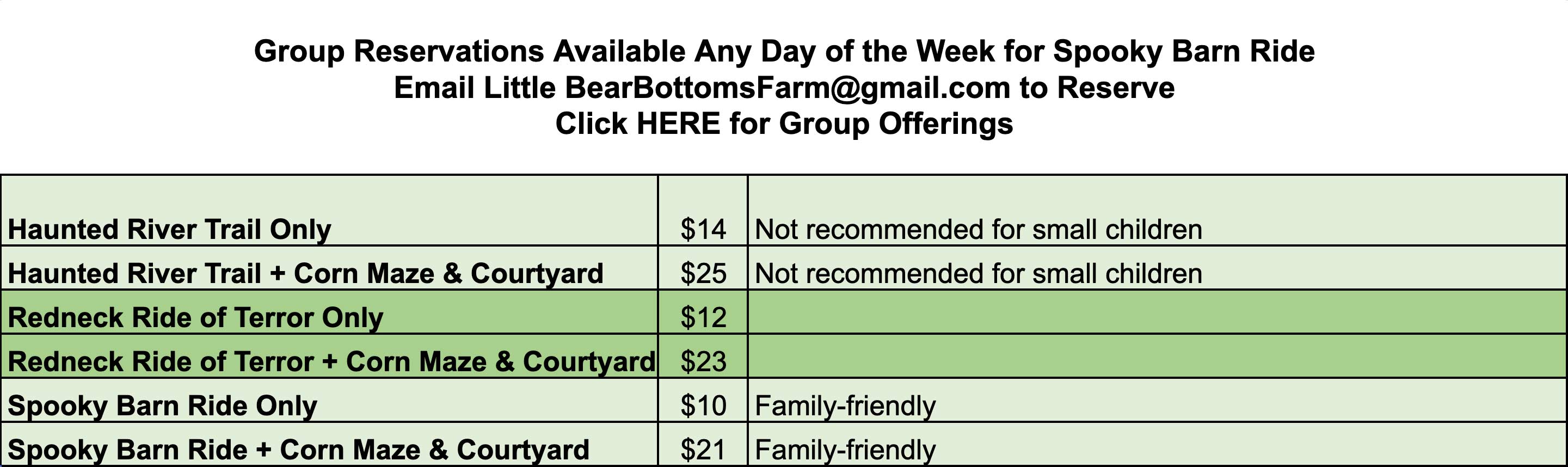 Pricing Little Bear Bottoms